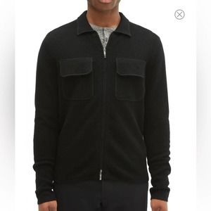 Men's Black Zip-Front Pocket Sweater
